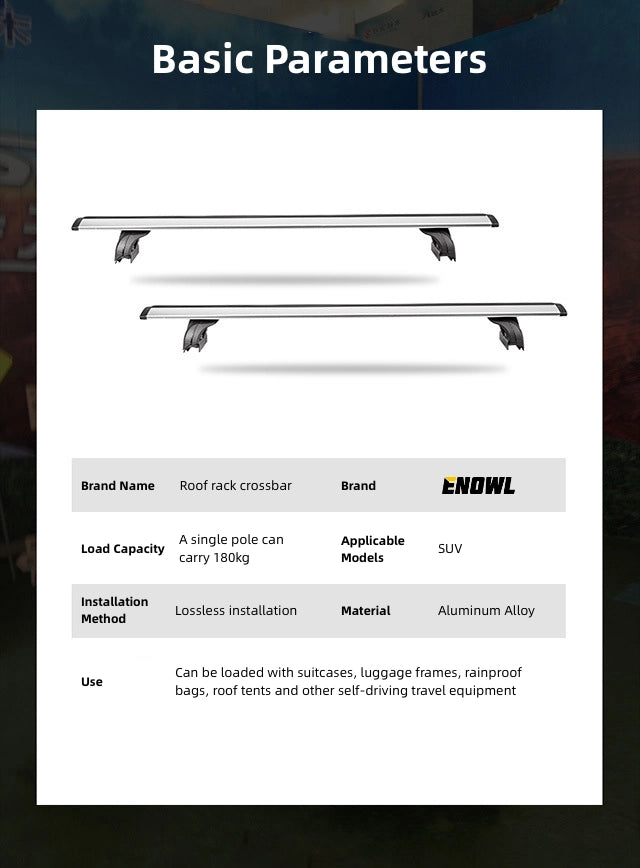 Universal Thickened Roof Bar Aluminum Aerodynamic Cargo Luggage Carrier for Universal Car SUV Vehicle