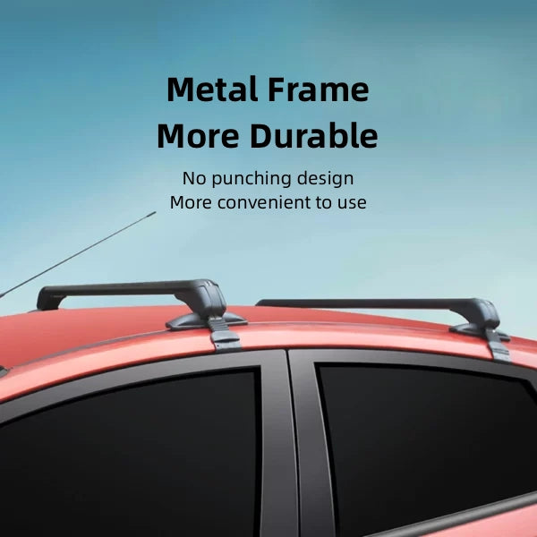 304 Stainless Steel Roof Bar Anti-Theft Rooftop Cargo Carrier with Belt Lock for Universal Car SUV Vehicle