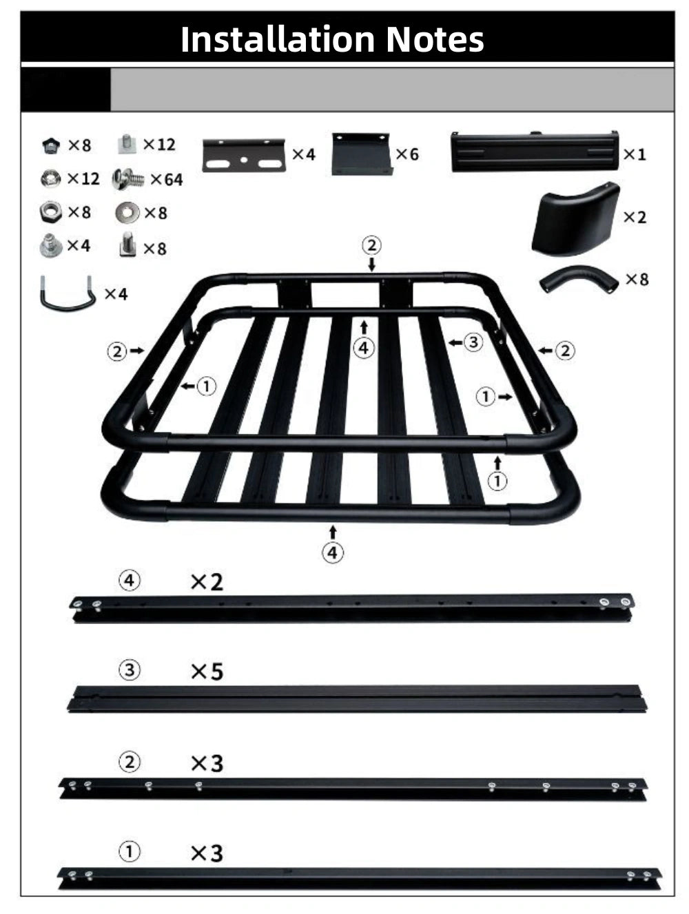 Universal Aluminum Alloy Roof Rack Basket Tray Heavy Duty Rooftop Cargo Carrier