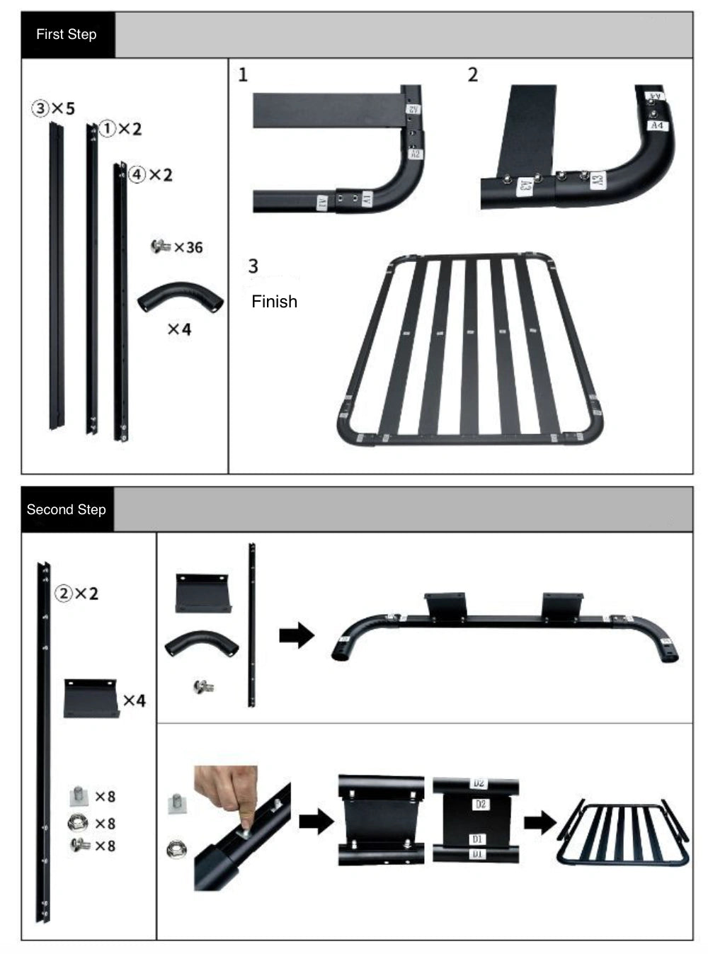 Universal Aluminum Alloy Roof Rack Basket Tray Heavy Duty Rooftop Cargo Carrier